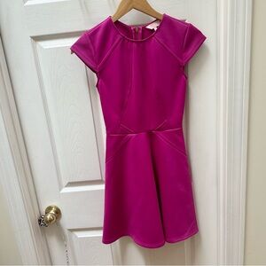 Ted Baker Dress Eebrr Skater in Fuschia Pink short sleeve 0 XS